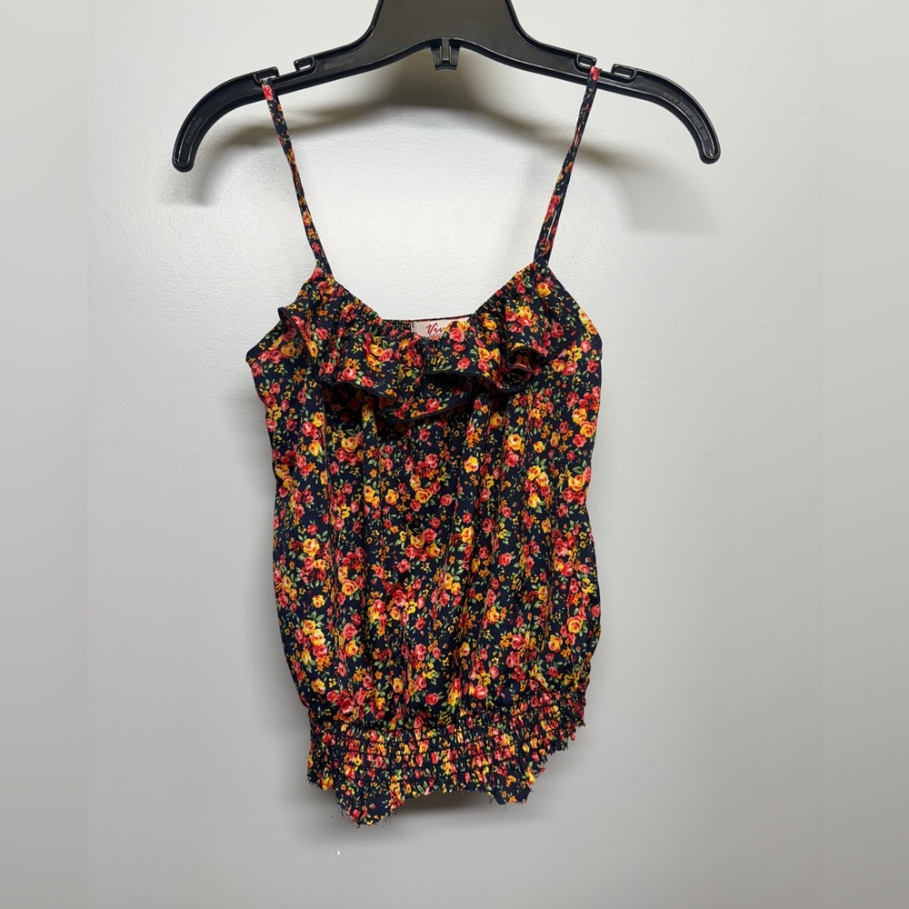 Vintage Vivace Floral Crop Top Shirt SIZE S